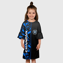 Платье клеш для девочки Changan - blue uniform, цвет: 3D-принт — фото 2