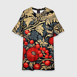 Детское платье Новогодние ягодки и узоры