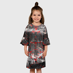 Платье клеш для девочки Красные узоры, цвет: 3D-принт — фото 2
