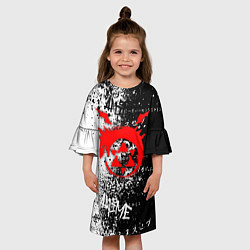 Платье клеш для девочки Знак уроборос - черно-белый, цвет: 3D-принт — фото 2