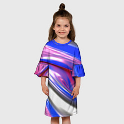 Платье клеш для девочки Вязкая абстракция в фиолетовых оттенках, цвет: 3D-принт — фото 2