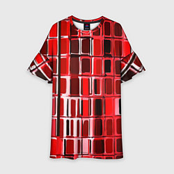 Платье клеш для девочки Красные прямоугольники, цвет: 3D-принт