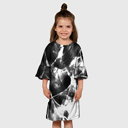 Платье клеш для девочки Черный дым и паттерны, цвет: 3D-принт — фото 2
