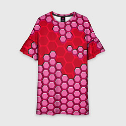 Платье клеш для девочки Красная энерго-броня из шестиугольников, цвет: 3D-принт