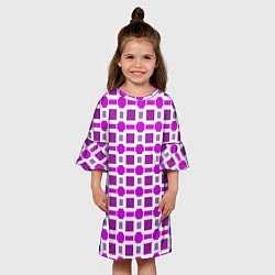 Платье клеш для девочки Фиолетовые кирпичики и белые полосы, цвет: 3D-принт — фото 2