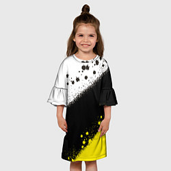 Платье клеш для девочки Брызги желто-черных красок, цвет: 3D-принт — фото 2