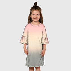 Платье клеш для девочки Персиковый и серый градиент, цвет: 3D-принт — фото 2