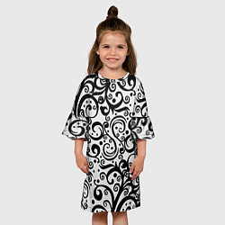 Платье клеш для девочки Чёрный кружевной узор, цвет: 3D-принт — фото 2