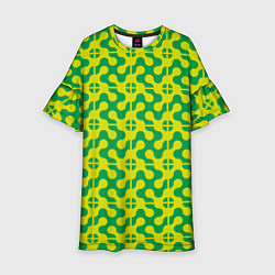 Платье клеш для девочки Паттерн из трансформированных геометрических фигур, цвет: 3D-принт