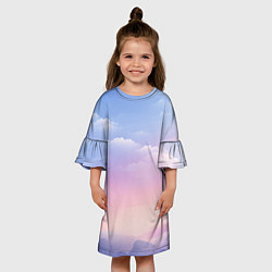 Платье клеш для девочки Нежные краски неба, цвет: 3D-принт — фото 2