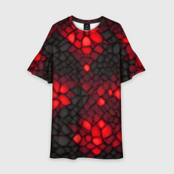 Платье клеш для девочки Красный трескающийся камень, цвет: 3D-принт
