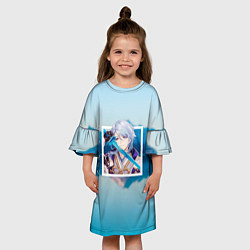 Платье клеш для девочки Камисато Аято, цвет: 3D-принт — фото 2