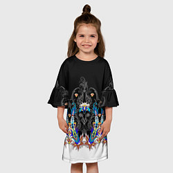 Платье клеш для девочки Узор цветочный сказочный, цвет: 3D-принт — фото 2