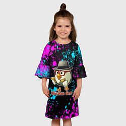 Платье клеш для девочки Chicken gun - neon, цвет: 3D-принт — фото 2
