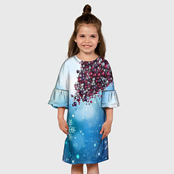 Платье клеш для девочки Цунами из новогодних шариков, цвет: 3D-принт — фото 2