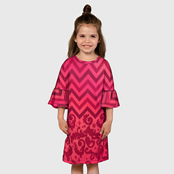 Платье клеш для девочки Зигзаги и листья в стиле рококо, цвет: 3D-принт — фото 2