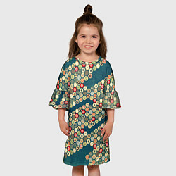 Платье клеш для девочки Традиционный японский узор: черепаховый панцирь-со, цвет: 3D-принт — фото 2