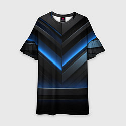 Платье клеш для девочки Оттенки синего абстракция, цвет: 3D-принт