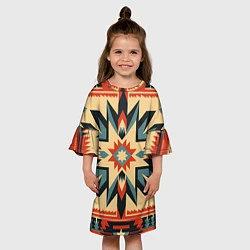 Платье клеш для девочки Орнамент в стиле американских индейцев, цвет: 3D-принт — фото 2