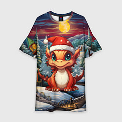 Платье клеш для девочки Новый год 2024 символ года дракон, цвет: 3D-принт