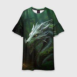 Платье клеш для девочки Зеленый дракон 2024 года, цвет: 3D-принт