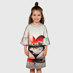 Платье клеш для девочки Сердце города, цвет: 3D-принт — фото 2