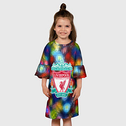 Платье клеш для девочки Liverpool все logo неон, цвет: 3D-принт — фото 2