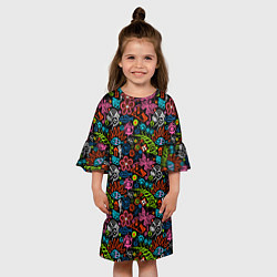 Платье клеш для девочки Этнический узор животных, цвет: 3D-принт — фото 2