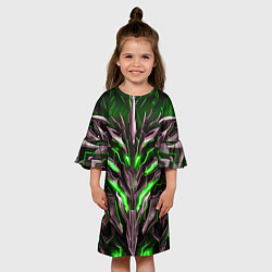 Платье клеш для девочки Зелёная кибер броня, цвет: 3D-принт — фото 2