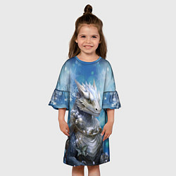 Платье клеш для девочки Зимний дракон, цвет: 3D-принт — фото 2