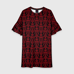 Платье клеш для девочки Чёрно-красный узоры, цвет: 3D-принт