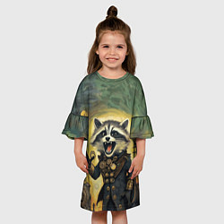 Платье клеш для девочки Крик стимпанк енота, цвет: 3D-принт — фото 2