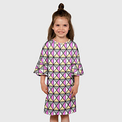 Платье клеш для девочки Геометрический треугольники бело-серо-розовый, цвет: 3D-принт — фото 2