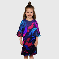 Платье клеш для девочки Синие и фиолетовые яркие краски, цвет: 3D-принт — фото 2