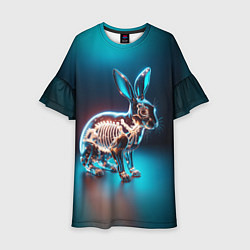 Платье клеш для девочки Прозрачный стеклянный кролик, цвет: 3D-принт