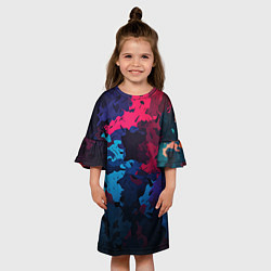 Платье клеш для девочки Хаотичный яркий камуфляж, цвет: 3D-принт — фото 2