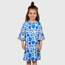 Платье клеш для девочки Новогодняя гжельская роспись, цвет: 3D-принт — фото 2