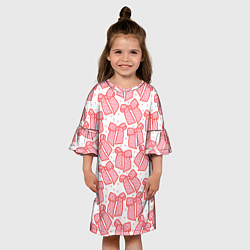 Платье клеш для девочки Узор с розовыми бантами в горошек, цвет: 3D-принт — фото 2