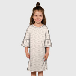 Платье клеш для девочки Бежевый геометричные линии, цвет: 3D-принт — фото 2