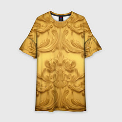 Платье клеш для девочки Золото объемные узоры, цвет: 3D-принт