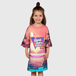 Платье клеш для девочки GTA 6 retro abstract, цвет: 3D-принт — фото 2
