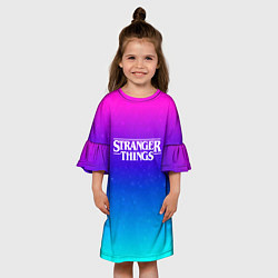 Платье клеш для девочки Stranger Things gradient colors, цвет: 3D-принт — фото 2
