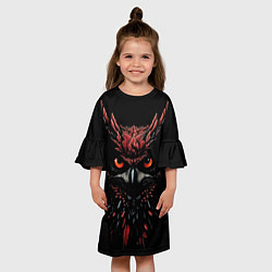 Платье клеш для девочки Красно черная сова, цвет: 3D-принт — фото 2