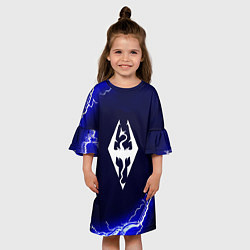 Платье клеш для девочки Скайрим лого молнии шторм, цвет: 3D-принт — фото 2