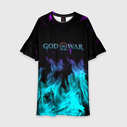 Платье клеш для девочки God of war неоновый шторм, цвет: 3D-принт