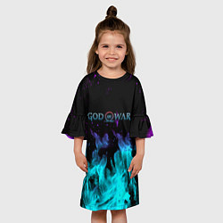 Платье клеш для девочки God of war неоновый шторм, цвет: 3D-принт — фото 2