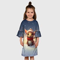 Платье клеш для девочки Маленький замерзший дракончик, цвет: 3D-принт — фото 2