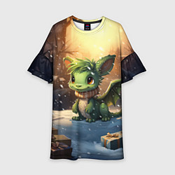 Платье клеш для девочки Дракон дух рождества, цвет: 3D-принт