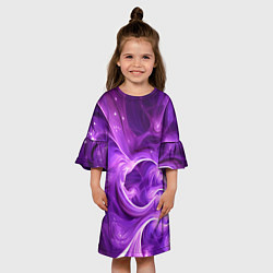 Платье клеш для девочки Фиолетовая фрактальная абстракция, цвет: 3D-принт — фото 2