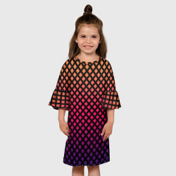 Платье клеш для девочки Градиент закат под сеткой, цвет: 3D-принт — фото 2
